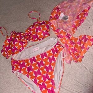 Pink Lilly Bikini and Sarong - “Diamond Girl Geo”